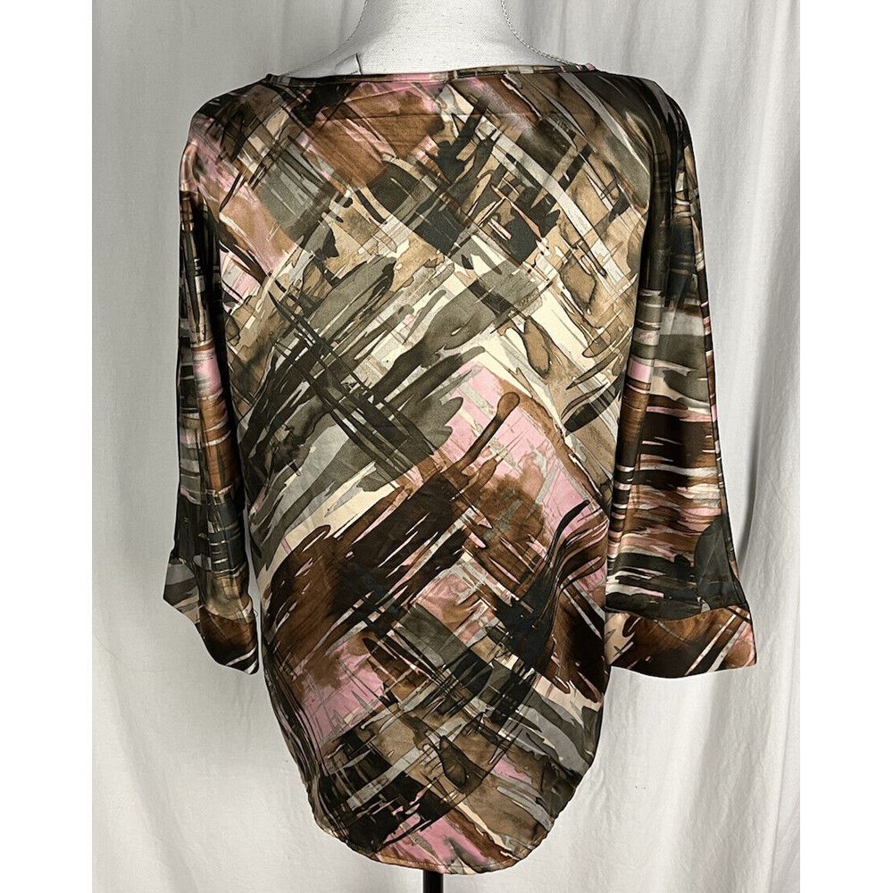 Chicos Size 0 Satin Blouse Dolman 3/4 Sleeves Boatneck Top - Picture 5 of 6